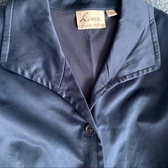 Linea by Louis Dell'Olio Blue Shiny Blazer Jacket Shirt - Picture 5 of 11